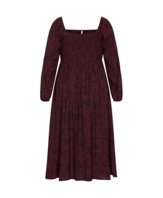 Plus Size Abbigail Long Sleeve Print Maxi Dress