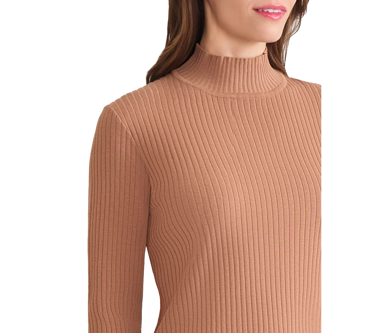 Jones New York Rib Short Sleeve Sweater In Brown