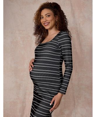 Maternity Square Neck Rib Knit Long Sleeve Bodycon Maxi Dress - Motherhood
