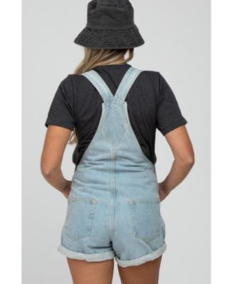 Maternity Light Blue Denim Short Overalls