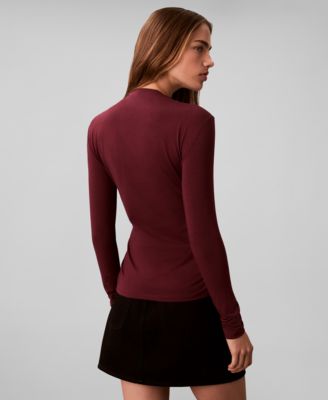 Women's Slim Long Sleeve Mock Neck Top