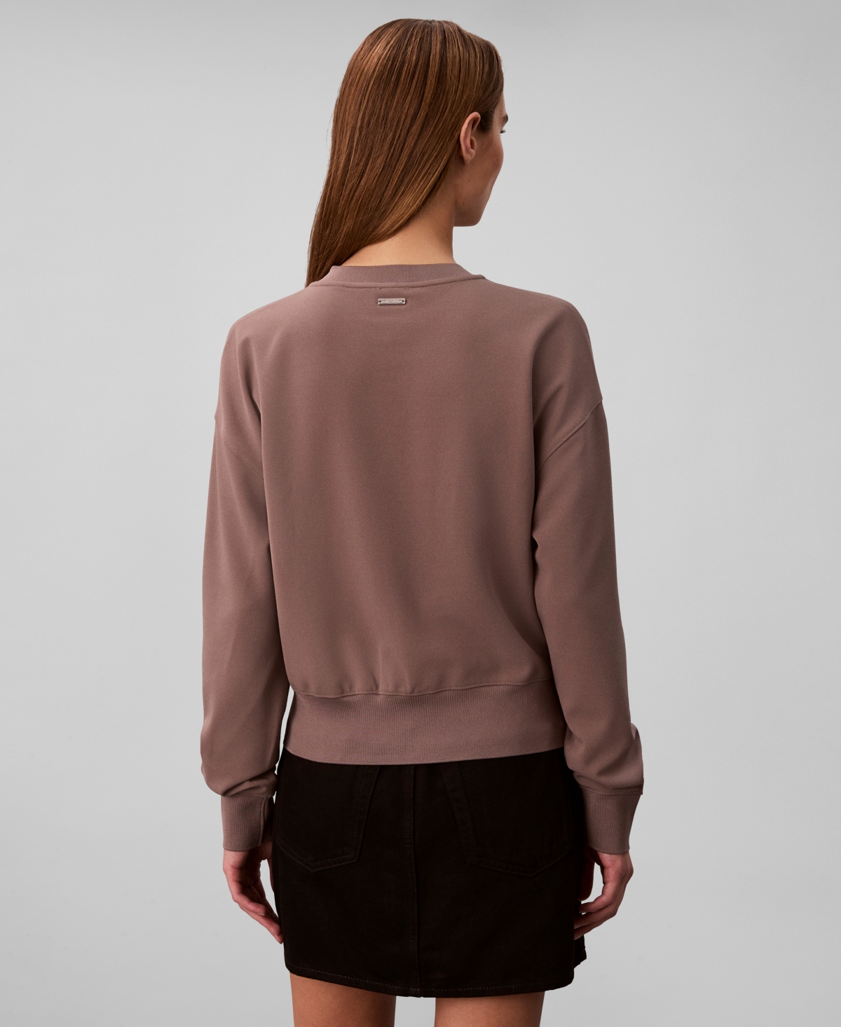 Calvin Klein Women's Crewneck Zip Front Cardigan Jacket In Brown