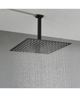 16&amp;#x22; Matte Black Shower Head - Luxury Rainfall Showerhead with Self-Cleaning Nozzles, Universal Fit - Bathroom Upgrade