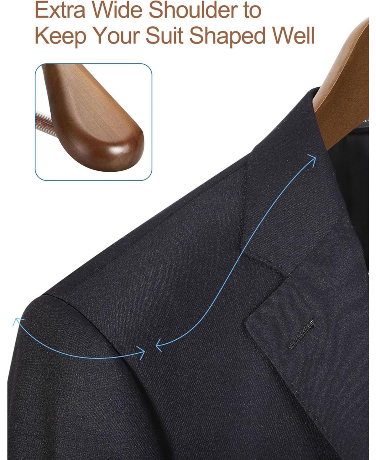 Wide Shoulder Suit Wooden Hangers