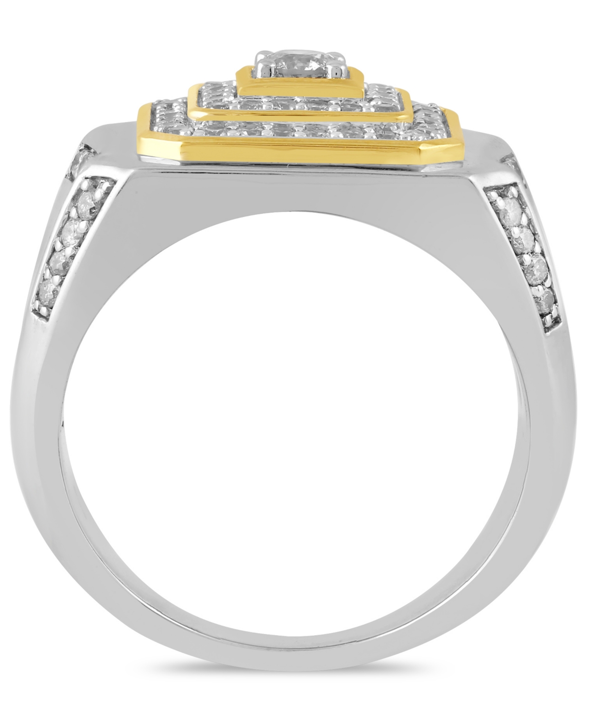 Macy's Men's Diamond Ring (1 Ct. T.w.) In Yellow Gold Plated Sterling Silver In Metallic