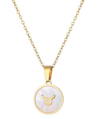 Tarnish Resistant Gold Mother of Pearl Zodiac Necklace