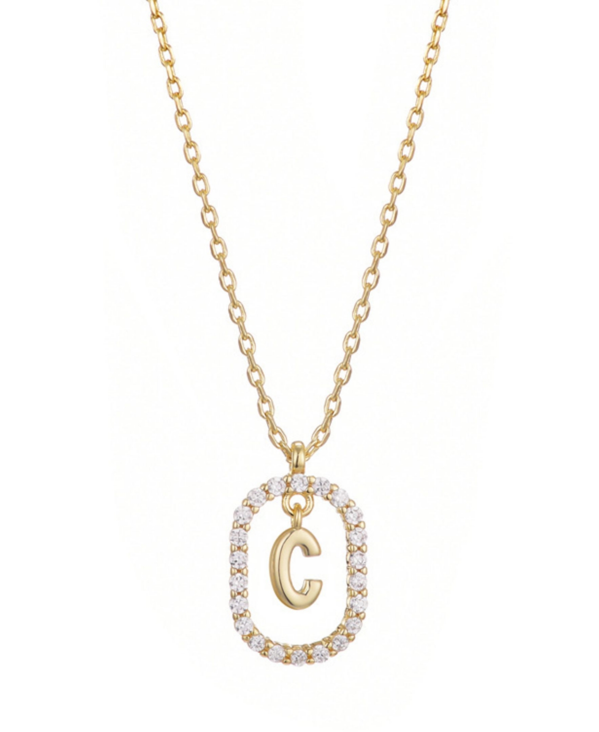 Adornia Gold Plated Cubic Zirconia Floating Letter Frame Necklace In Gold