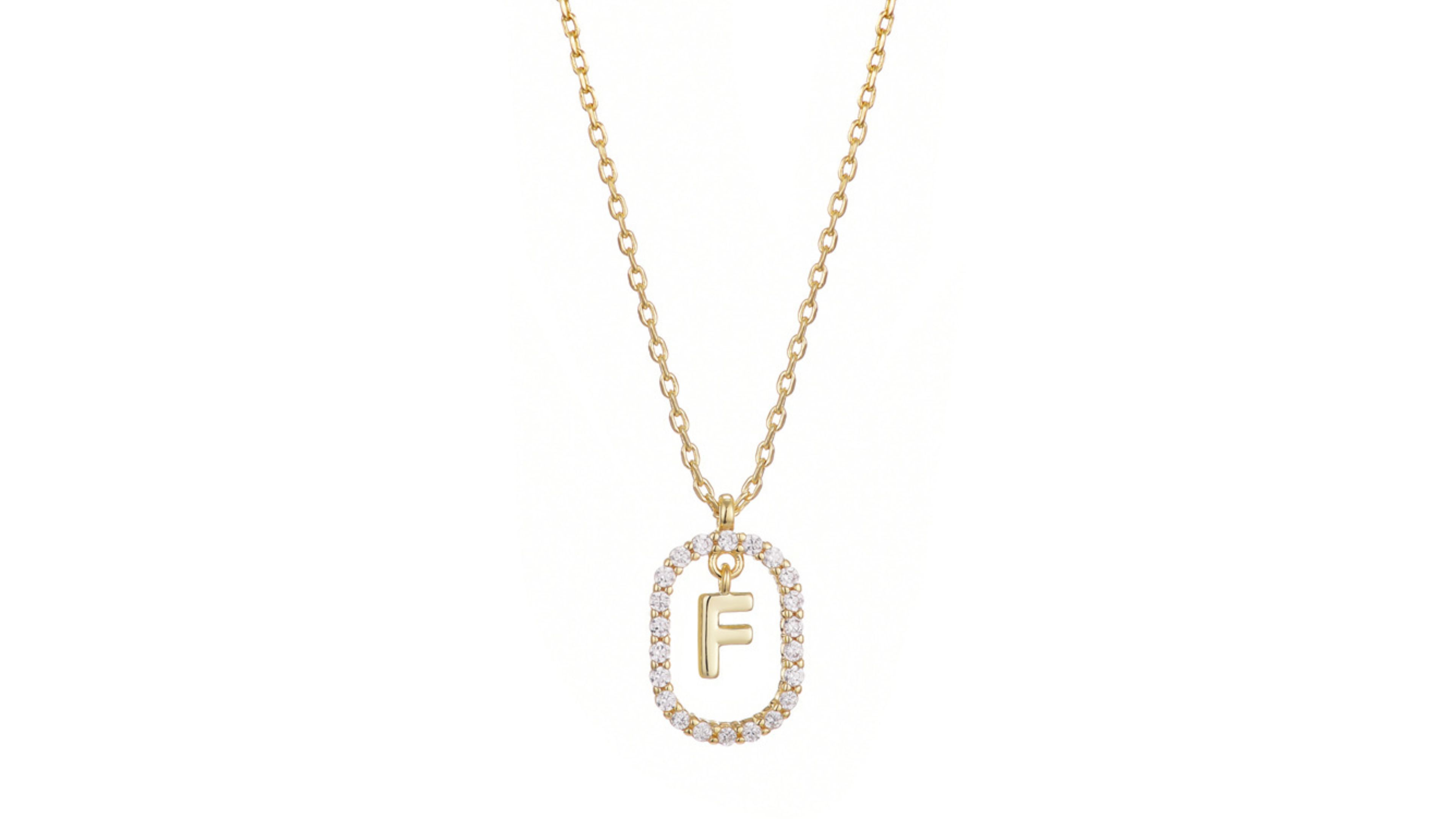 Adornia Gold Plated Cubic Zirconia Floating Letter Frame Necklace