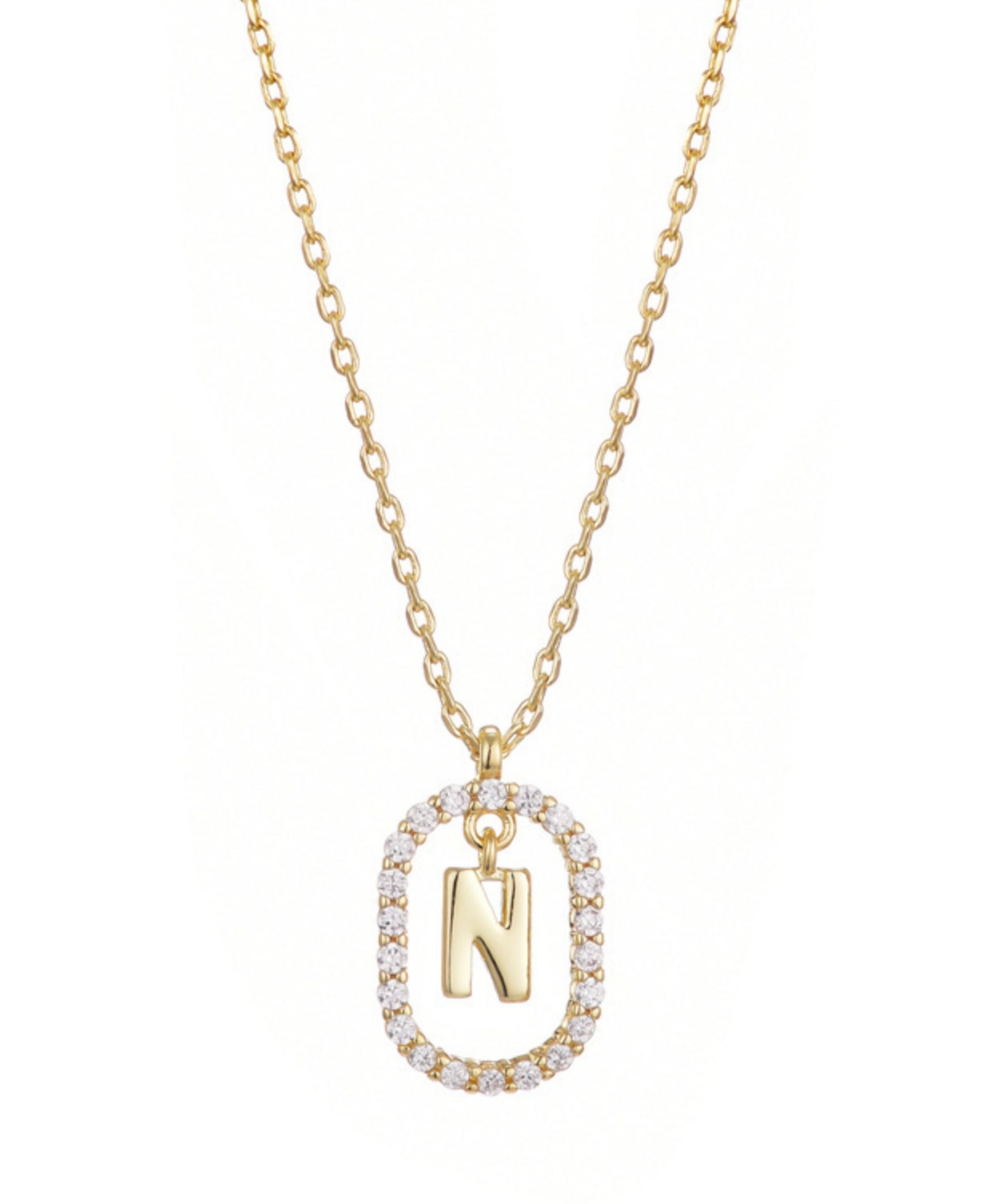 Adornia Gold Plated Cubic Zirconia Floating Letter Frame Necklace In Gold