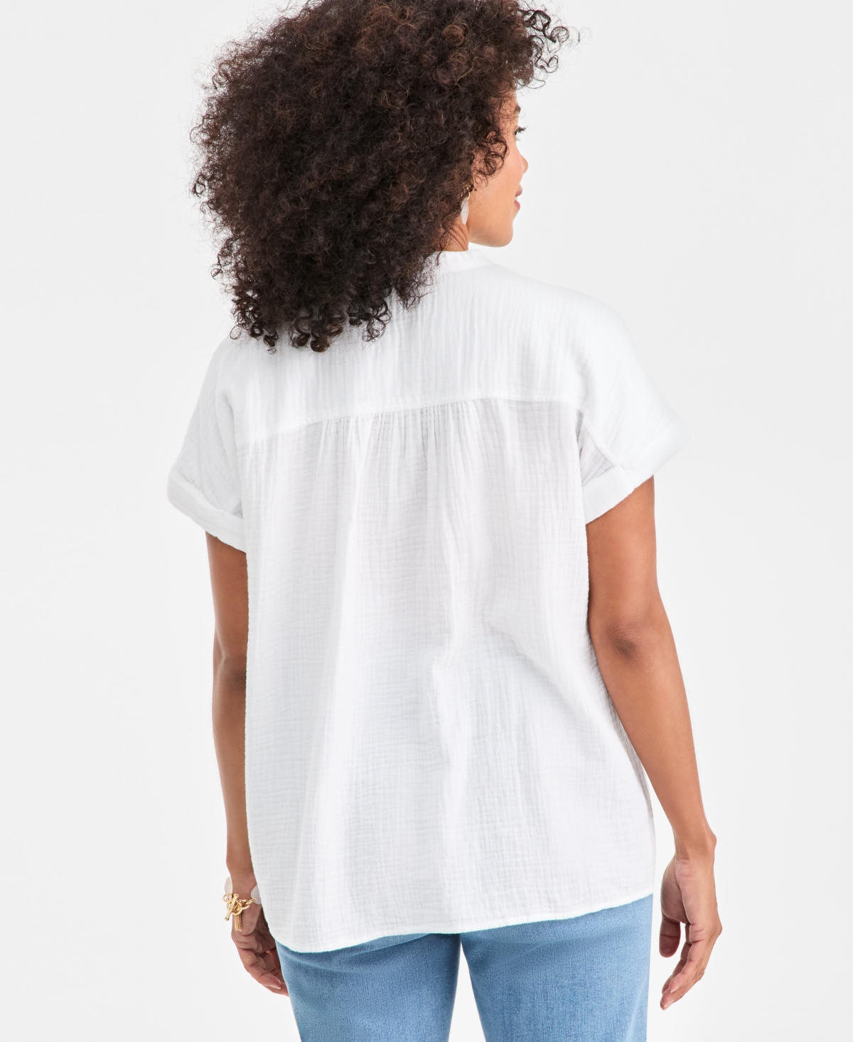 Style & Co Women's Cotton Split-Neck Dolman-Sleeve Shirt, Macy's Exclusive