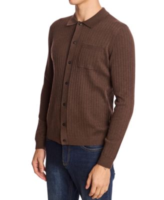 Men's Long Sleeve Full Placket Polo Sweater