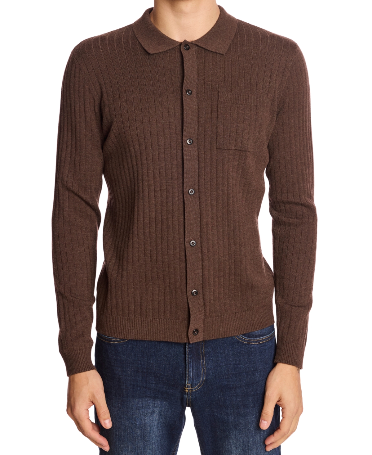 Paisley & Gray Men's Long Sleeve Full Placket Polo Sweater