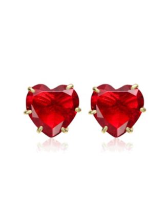 Heart-Shaped Colored Cubic Zirconia Stud Earrings