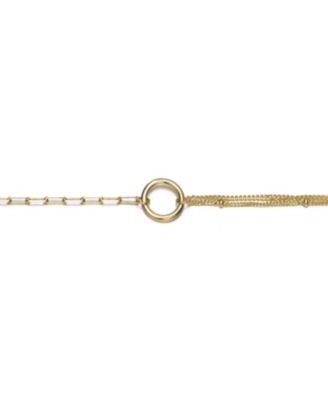 14K Gold Plated with Circular Charm Dual Chain Bracelet