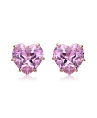 Heart-Shaped Colored Cubic Zirconia Stud Earrings