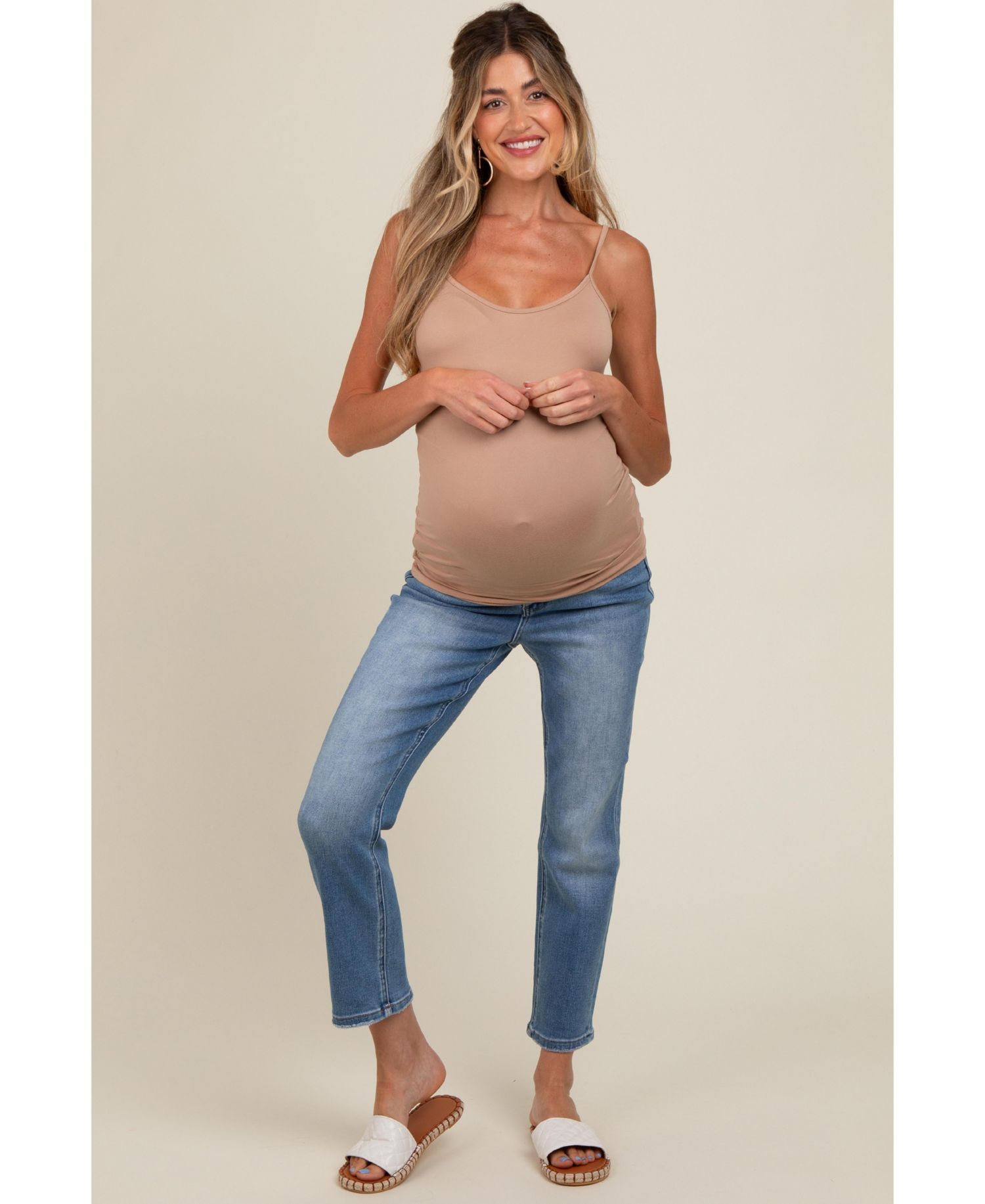 Women's Blue Slim Straight Ankle Crop Jeans