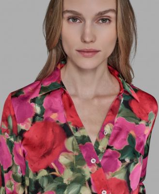 Women's V-Neck Floral Print Top