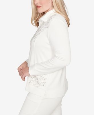 Vienna Metallic Studded Animal Pattern Knit Top