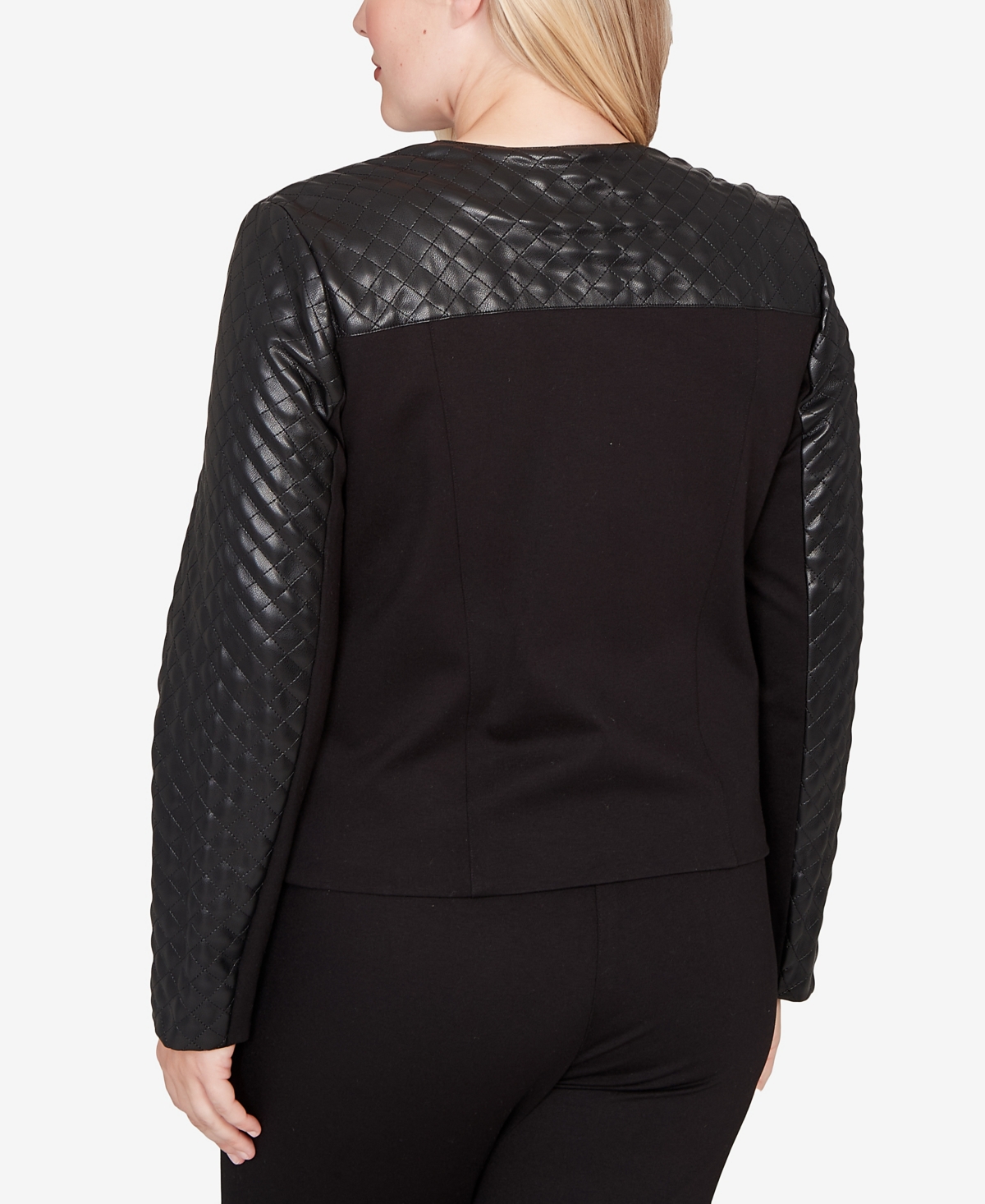 Alfred Dunner Plus Size Barcelona Zip Front Stretch Jacket In Black