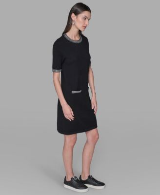 Women's Crewneck Embellished Shift Dress