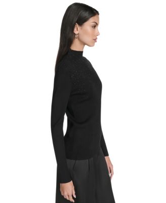 Women's Embellished Long Sleeve Turtle Neck Top