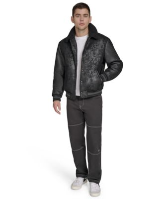Men's Faux Shearling Varsity Jacket