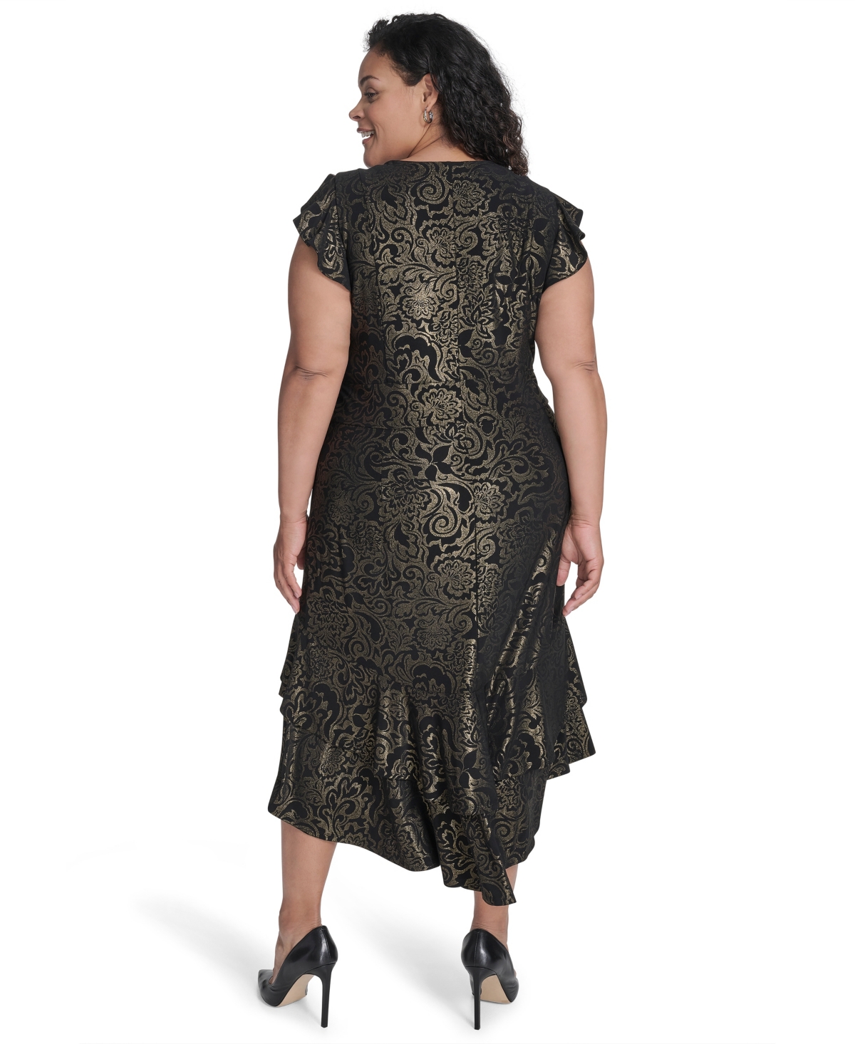 Tommy Hilfiger Plus Flutter Foil Midi Dress