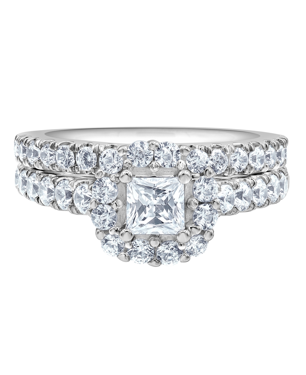 Macy's Certified Diamond Bridal Set Ring (2 Ct. T.w.) In 14k White Gold In Silver