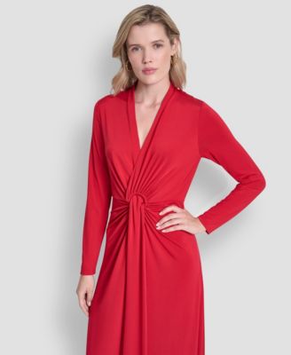 Women's Long Sleeve V-Neck O-Ring Dress