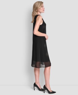 Women's Sleeveless Hotfix Chiffon Overlay Dress