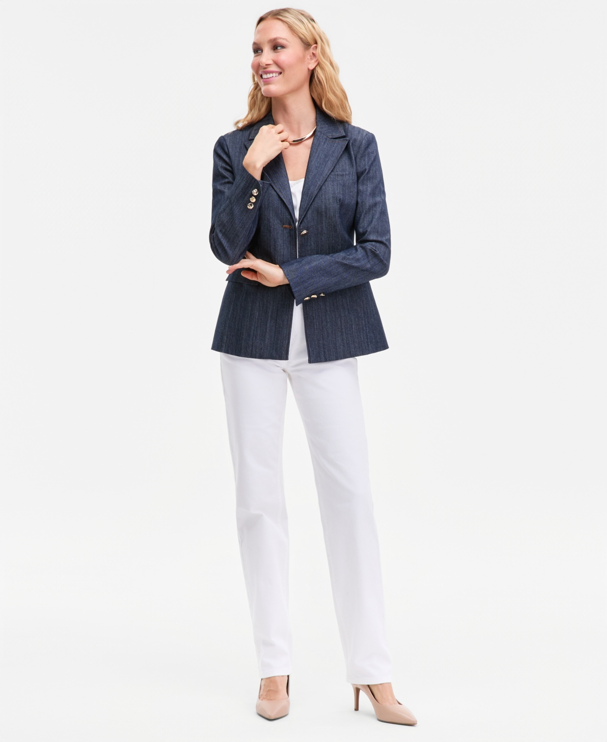I.n.c. International Concepts Women's Hourglass Cotton Denim Blazer, Macy's Exclusive