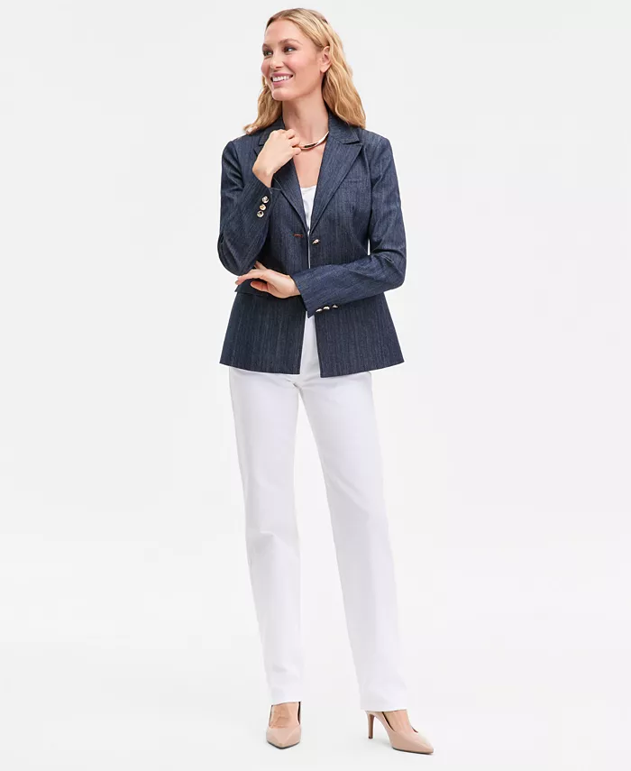 Women's Hourglass Cotton Denim Blazer - thumbnail 5
