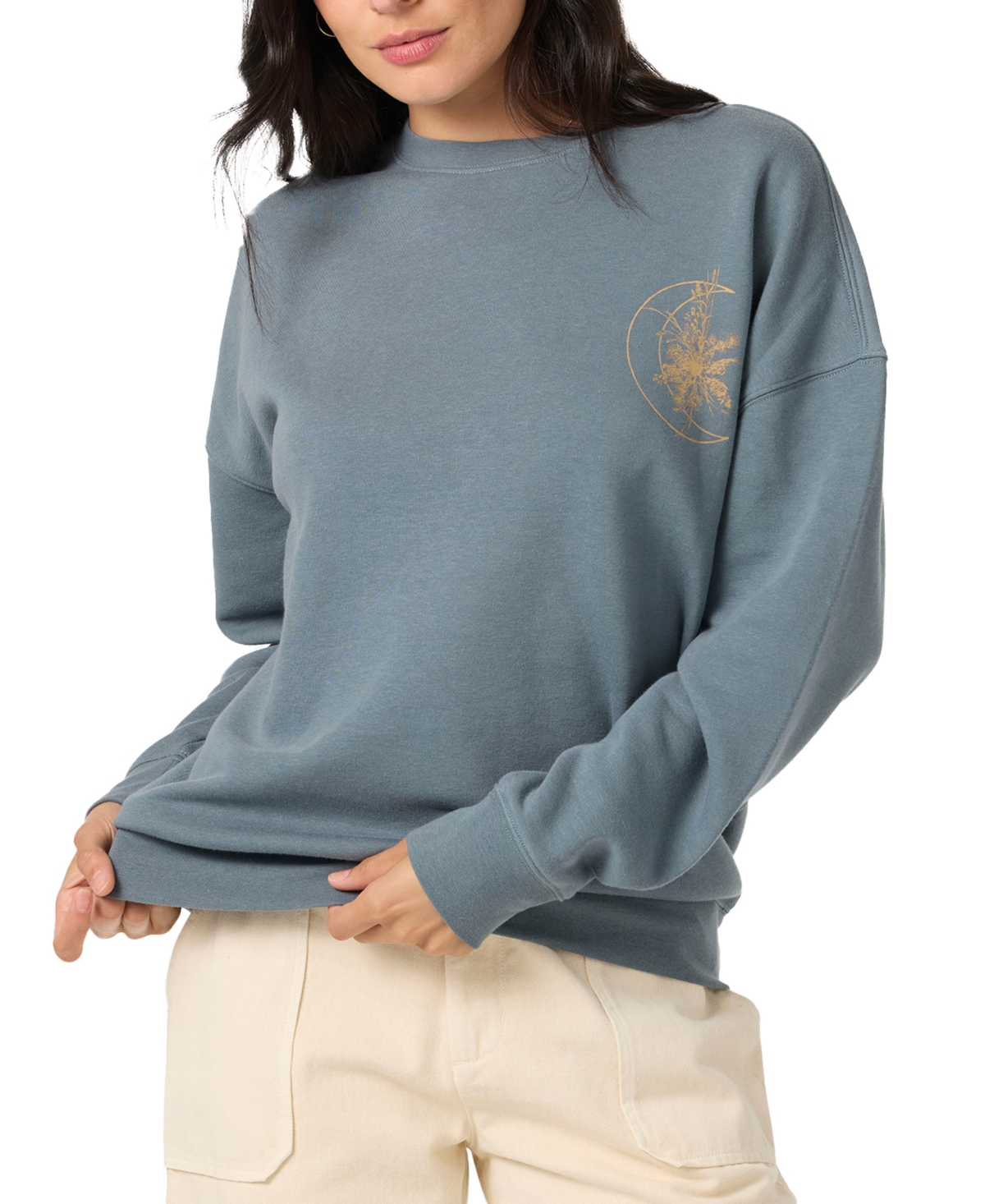 O'neill Juniors' Moon Flower Crewneck Sweashirt In Gray