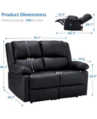 Loveseat Recliner with Heat&Massage Function, RV Couch Wall-Hugger Reclining Sofa