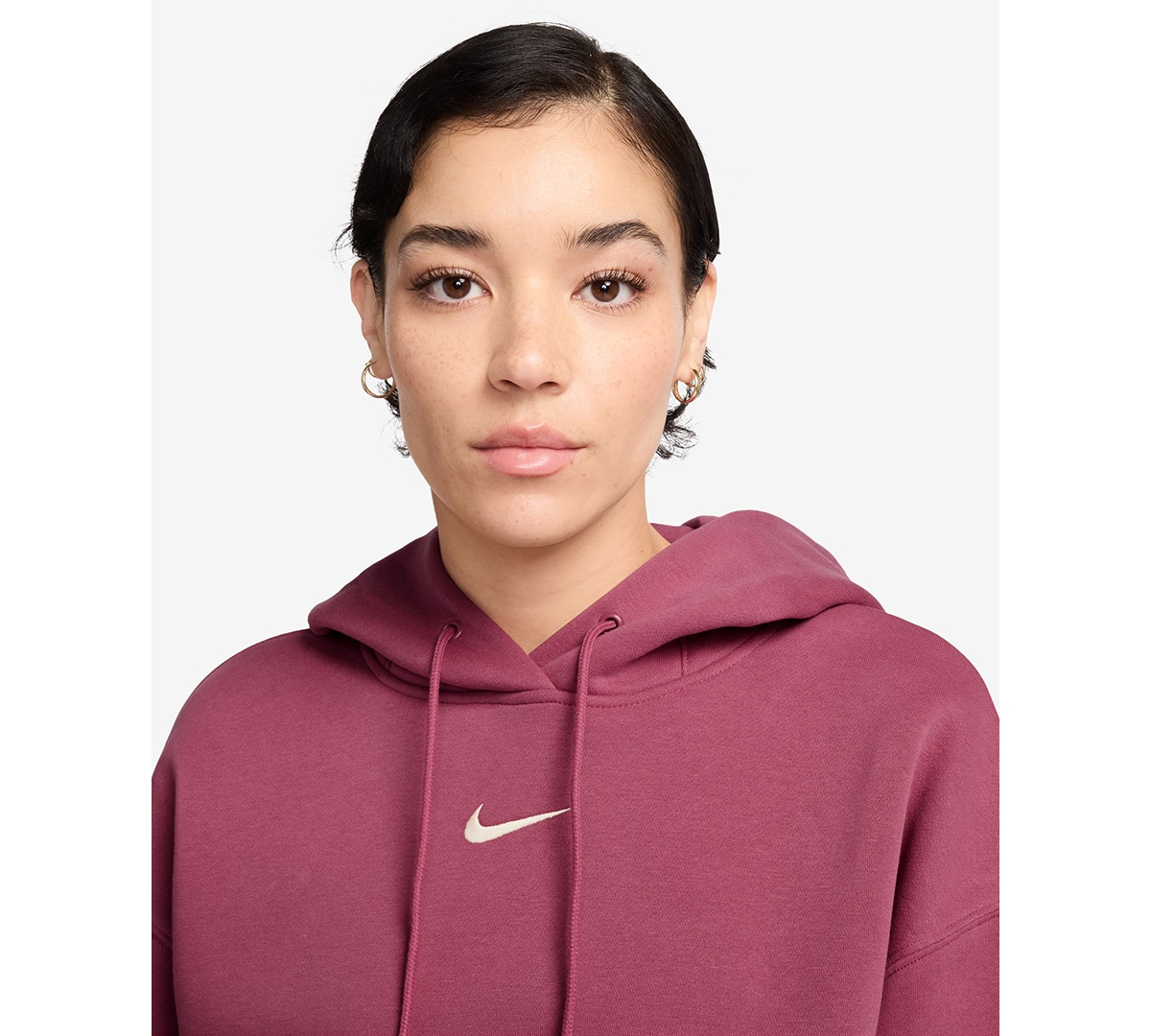Nike Sportswear Phoenix Fleece Pullover Hoodie In Burgundy