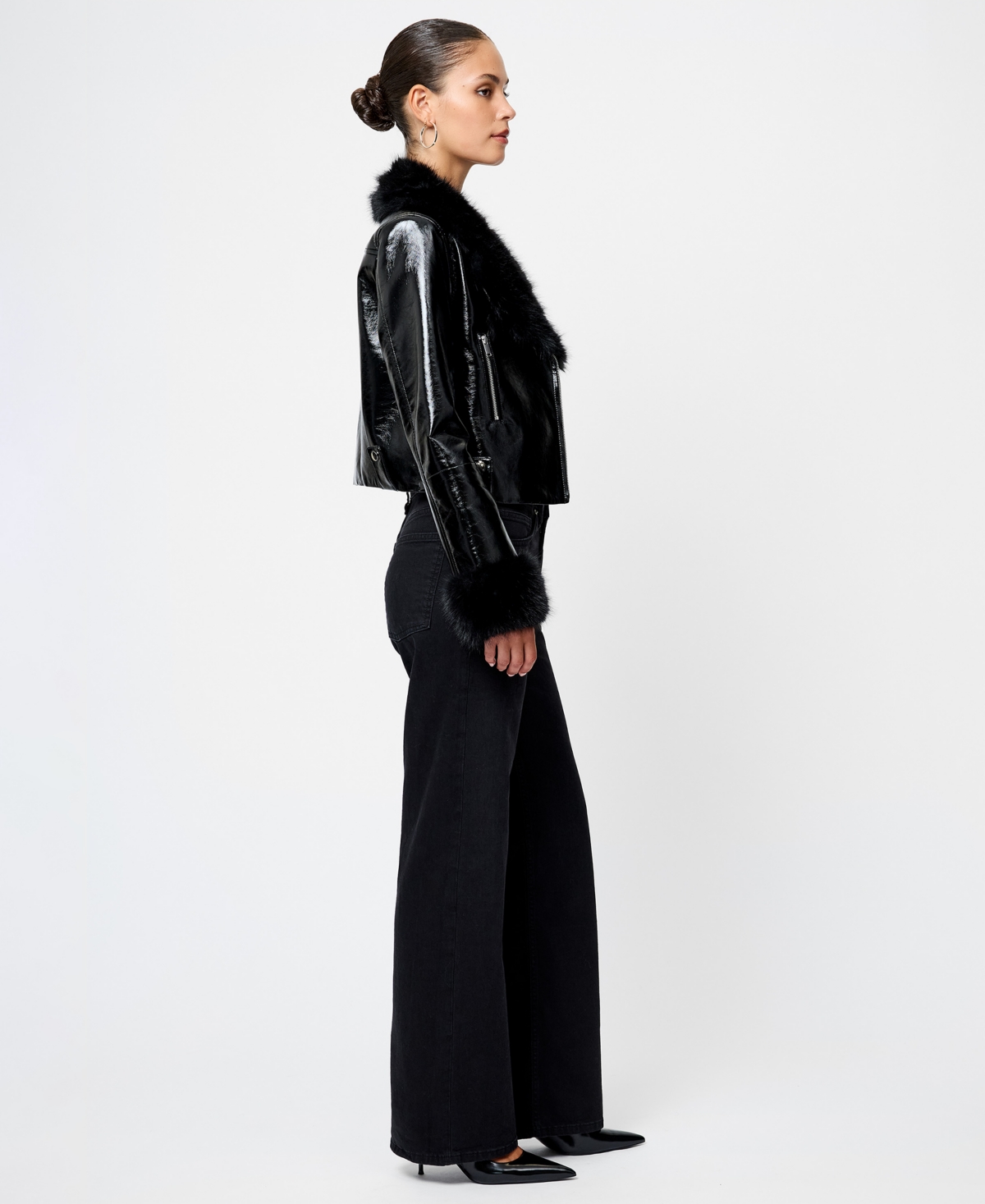 French Connection Women's Camryn Crinkled Moto Jacket