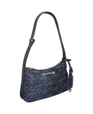Studded Denim Shoulder Bag