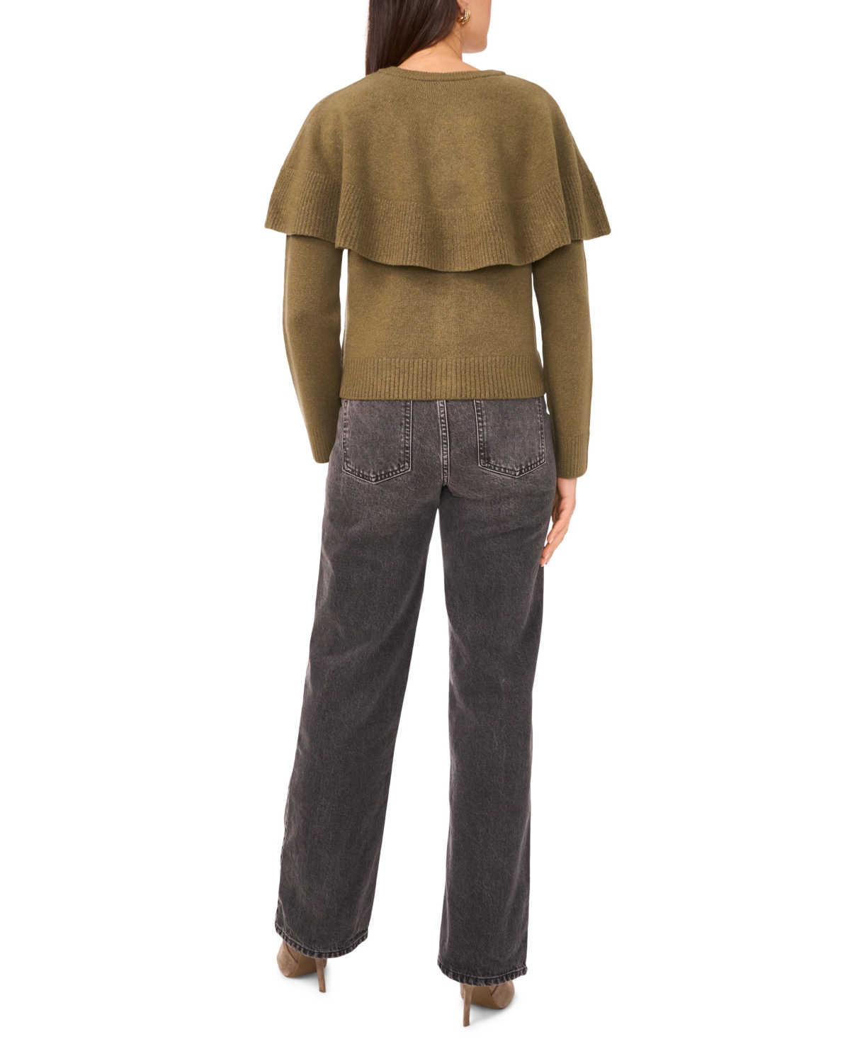 Vince Camuto Women's Long Sleeve Sweater With Shawl In Brown