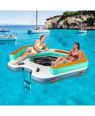 8.7 Ft Inflatable Floating Dock with Detachable Ladder and Mesh Swim Lounge