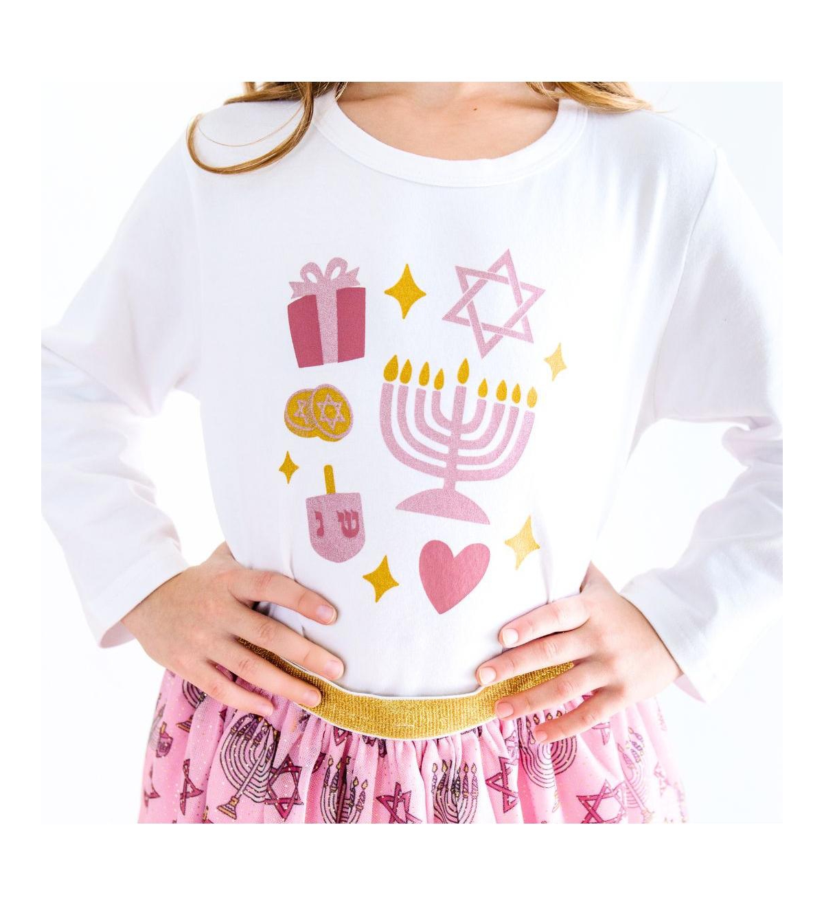 Sweet Wink Baby Girls Hanukkah Doodle Long Sleeve Shirt