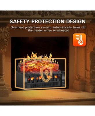 20" Freestanding Electric Fireplace Insert Log Set,Fireplace Insert Heater with 5 Flame Speeds and Brightness,Overheat Protection,750W/1500W