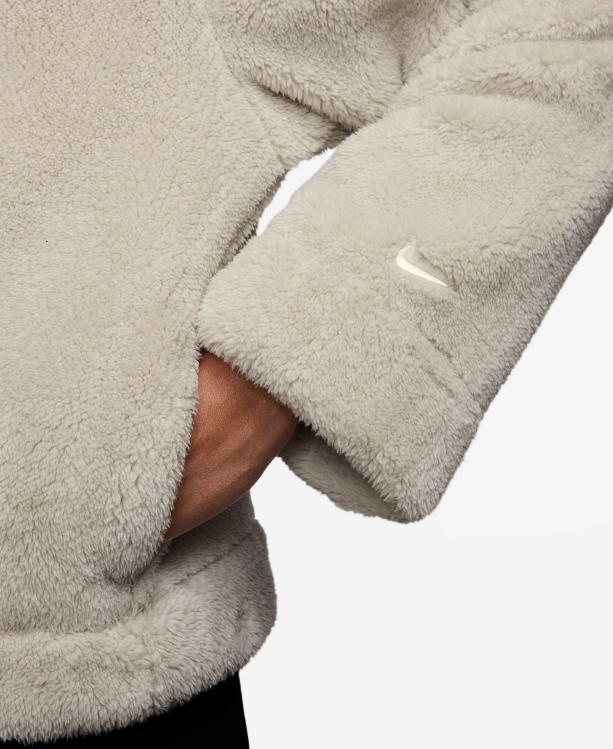 Nike Essential Faux Shearling Zip-up Jacket In Neutral