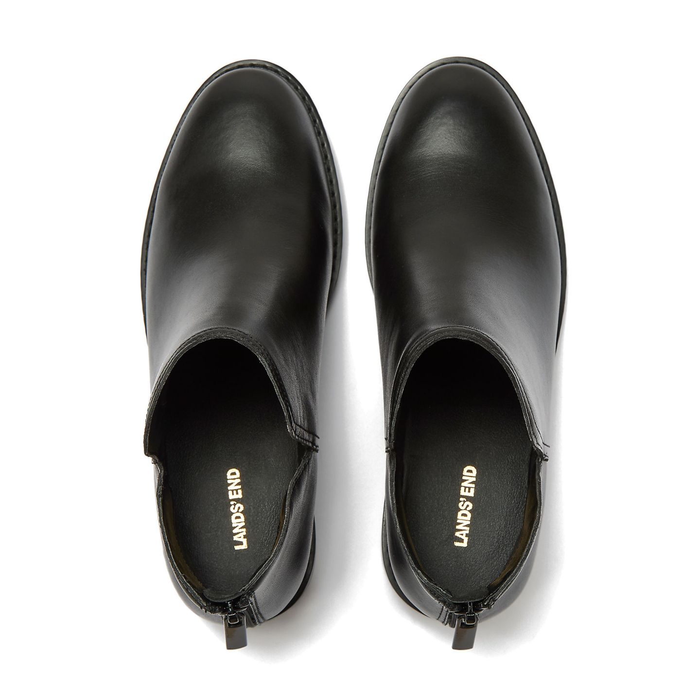 Женские ботинки Lands' End Essential Zip Up Ankle Booties, цвет: Чёрный кожаный — фото 2