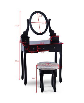 2-Pc. Wood Vanity Makeup Table Set with Padded Stool