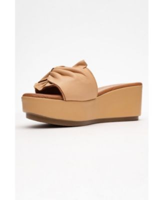 Syndra Bow Wedge Leather Sandal (Women)