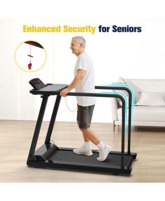 Walking Treadmill for Seniors with Long Handrails 300 lbs Capacity Recovery Fitness Exercise Machine Heart Rate Sensor for Home