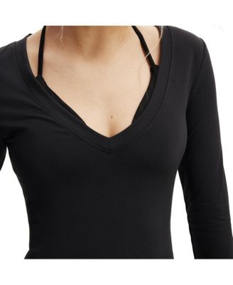 Women's Active Ultra Soft Plunge Front Long Sleeve