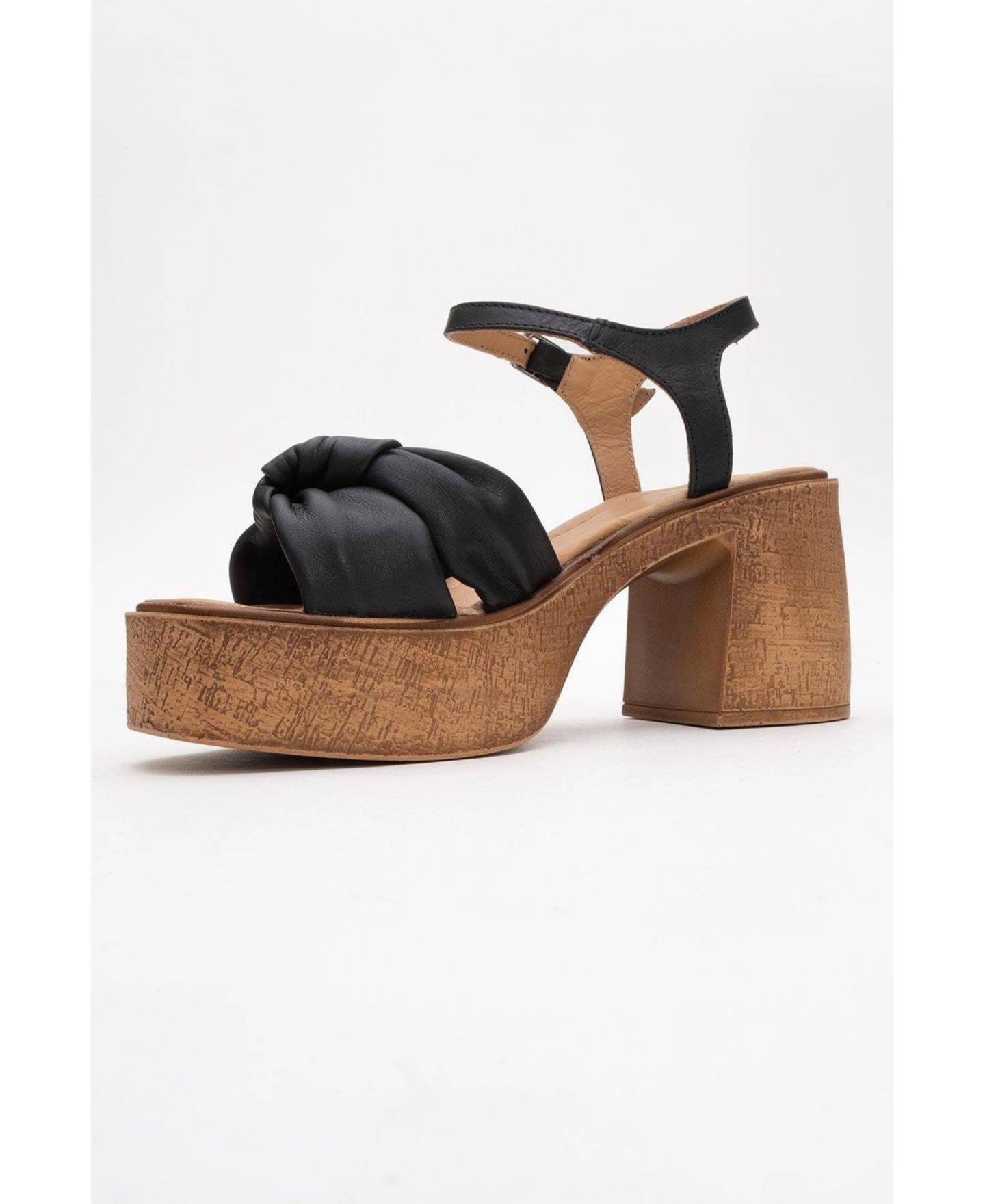Женские сандалии Forever & Always Shoes Tily Platform Wedge Leather Sandal (Women), цвет: Чёрный кожаный — фото 5
