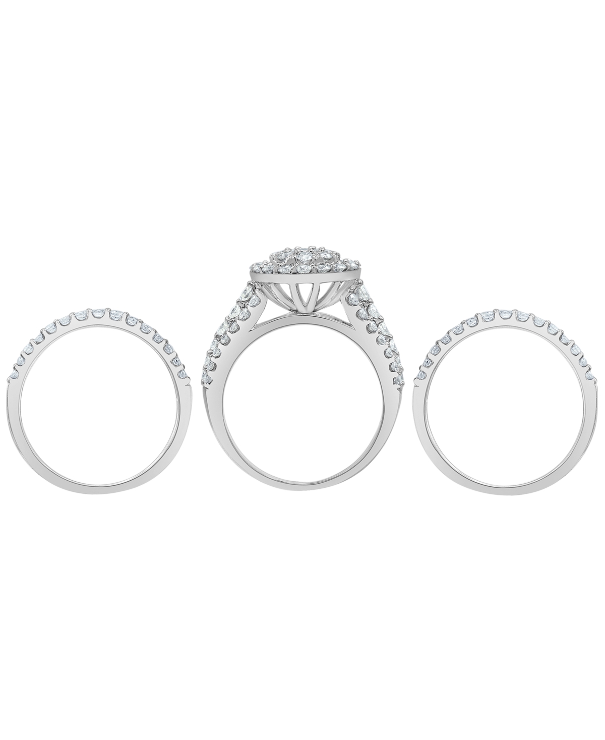Macy's Certified Diamond Bridal Set Two Band Ring (2 Ct. T.w.) In 14k White Gold In Silver