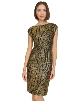 Petite Foil Print Sheath Dress